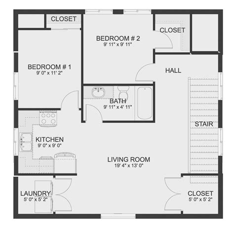 900 open floor plan metal box|900 sq ft house plans.